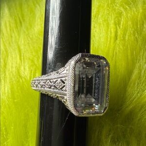 Judith Ripka Sterling Silver Emerald-Cut Clear CZ Statement Ring